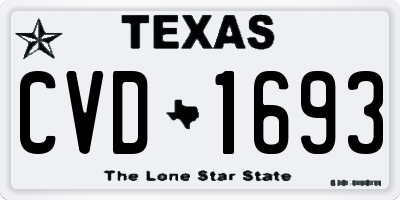 TX license plate CVD1693