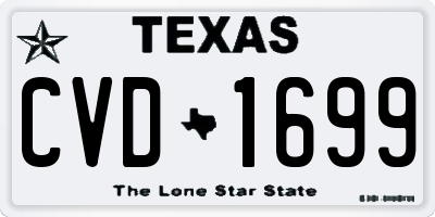 TX license plate CVD1699
