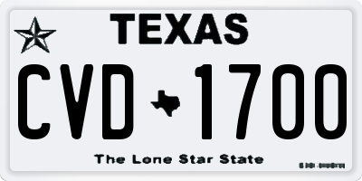 TX license plate CVD1700