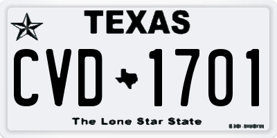 TX license plate CVD1701