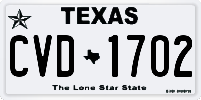 TX license plate CVD1702