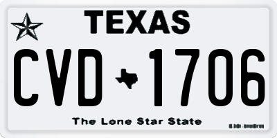 TX license plate CVD1706