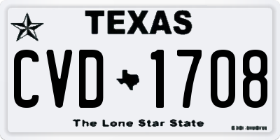 TX license plate CVD1708