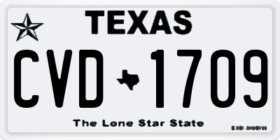 TX license plate CVD1709
