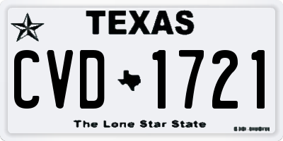 TX license plate CVD1721