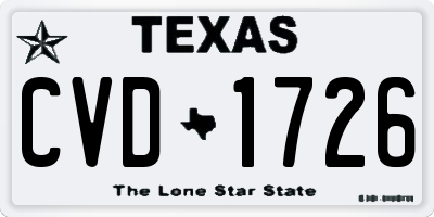 TX license plate CVD1726