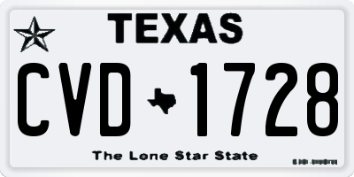 TX license plate CVD1728