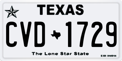 TX license plate CVD1729