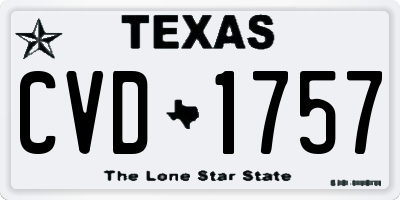 TX license plate CVD1757