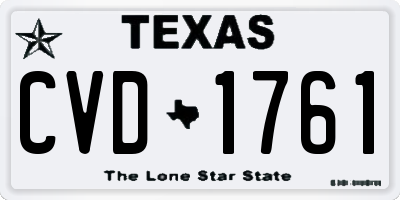 TX license plate CVD1761