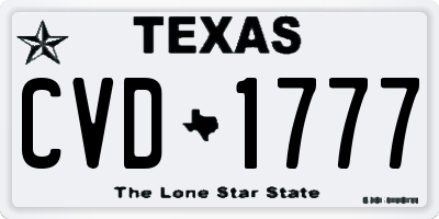 TX license plate CVD1777