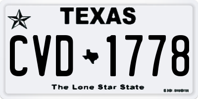 TX license plate CVD1778