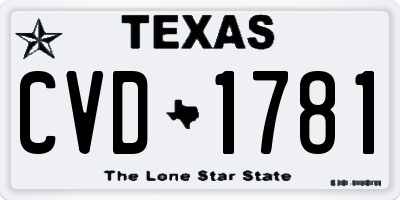 TX license plate CVD1781