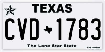 TX license plate CVD1783