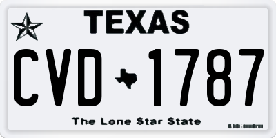 TX license plate CVD1787