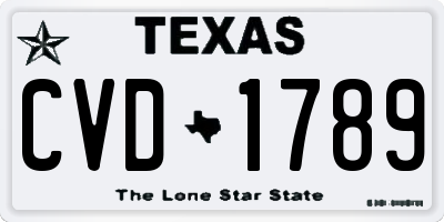 TX license plate CVD1789