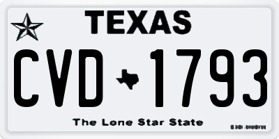TX license plate CVD1793