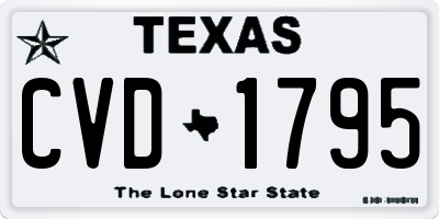 TX license plate CVD1795