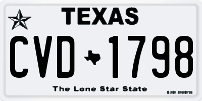 TX license plate CVD1798
