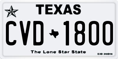 TX license plate CVD1800