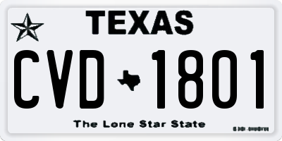 TX license plate CVD1801