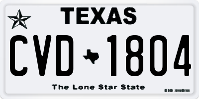 TX license plate CVD1804