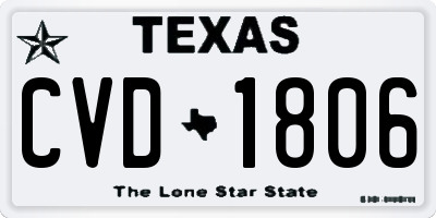 TX license plate CVD1806