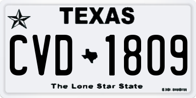 TX license plate CVD1809
