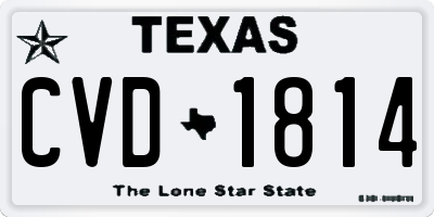 TX license plate CVD1814