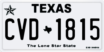 TX license plate CVD1815