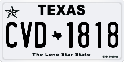 TX license plate CVD1818