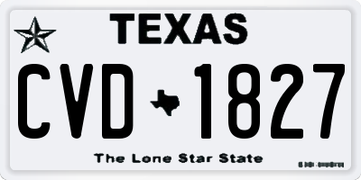 TX license plate CVD1827