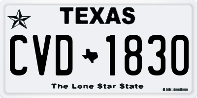 TX license plate CVD1830
