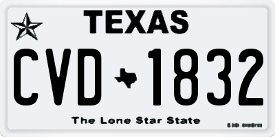 TX license plate CVD1832