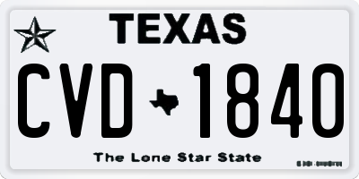 TX license plate CVD1840