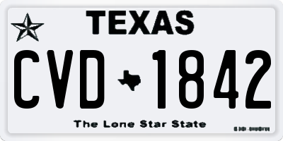TX license plate CVD1842