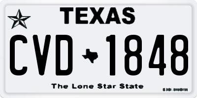 TX license plate CVD1848