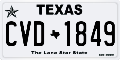 TX license plate CVD1849