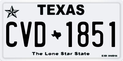 TX license plate CVD1851