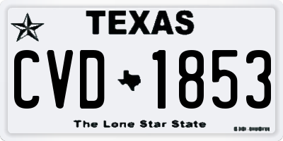 TX license plate CVD1853