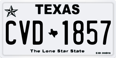 TX license plate CVD1857