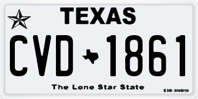 TX license plate CVD1861