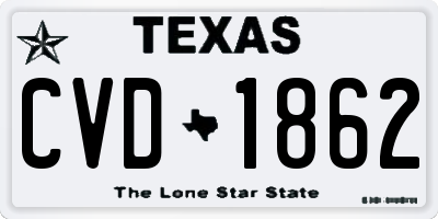 TX license plate CVD1862