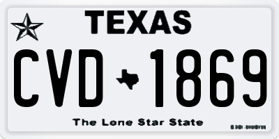 TX license plate CVD1869