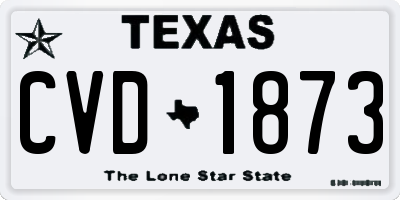 TX license plate CVD1873