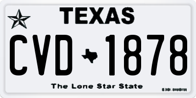 TX license plate CVD1878