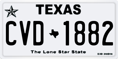 TX license plate CVD1882