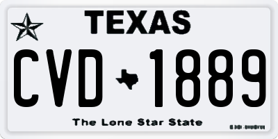 TX license plate CVD1889