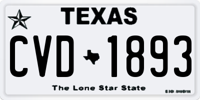 TX license plate CVD1893