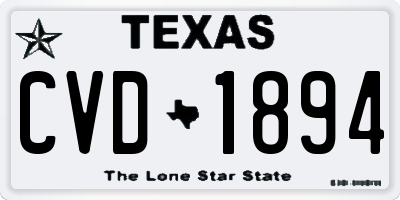 TX license plate CVD1894